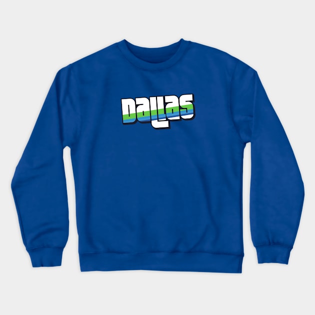 Retro Dallas Word Art with Stripes Crewneck Sweatshirt by SLAG_Creative